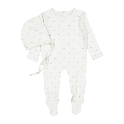 Ladida Pointelle Duckling Footie And Bonnet - Blue