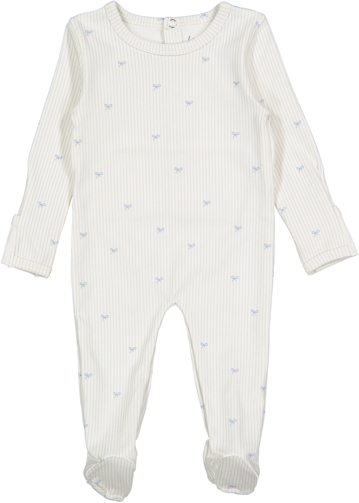 Lovely Littles Printed Footie - Blue Bow