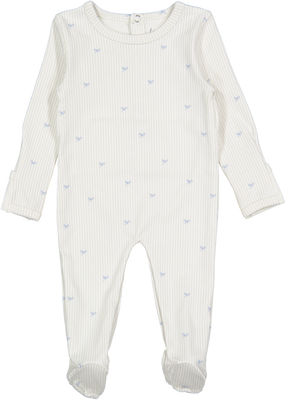 Lovely Littles Printed Footie - Blue Bow