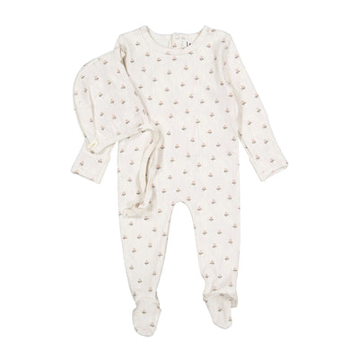 Ladida Vintage Footie And Bonnet - Rose