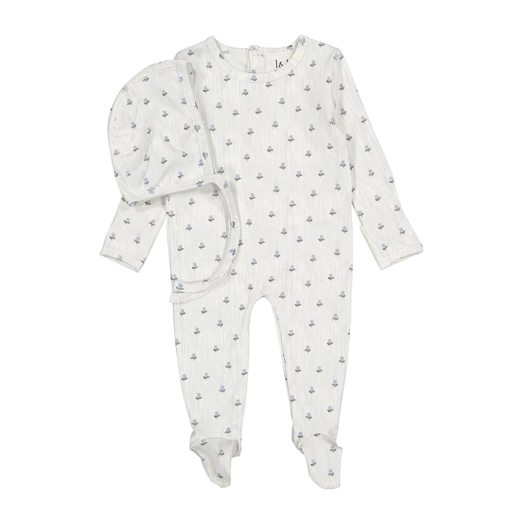 Ladida Vintage Footie And Bonnet - Blue