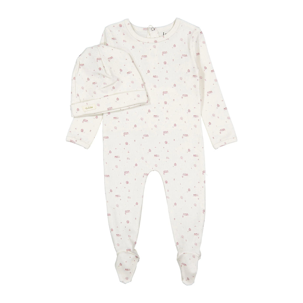 Ladida Ribbed Park Footie And Hat - Rosewood