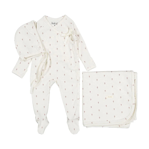 Ladida Tiny Rose Wrap Tie Layette Set - Pink
