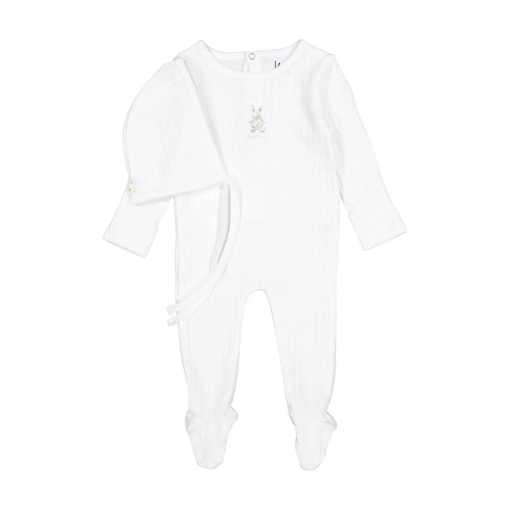 Ladida Cotton Bunny Footie And Bonnet - Sand