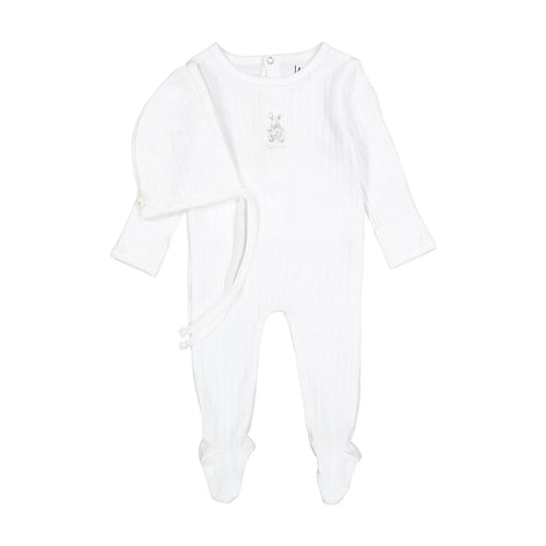Ladida Cotton Bunny Footie And Bonnet - Sand