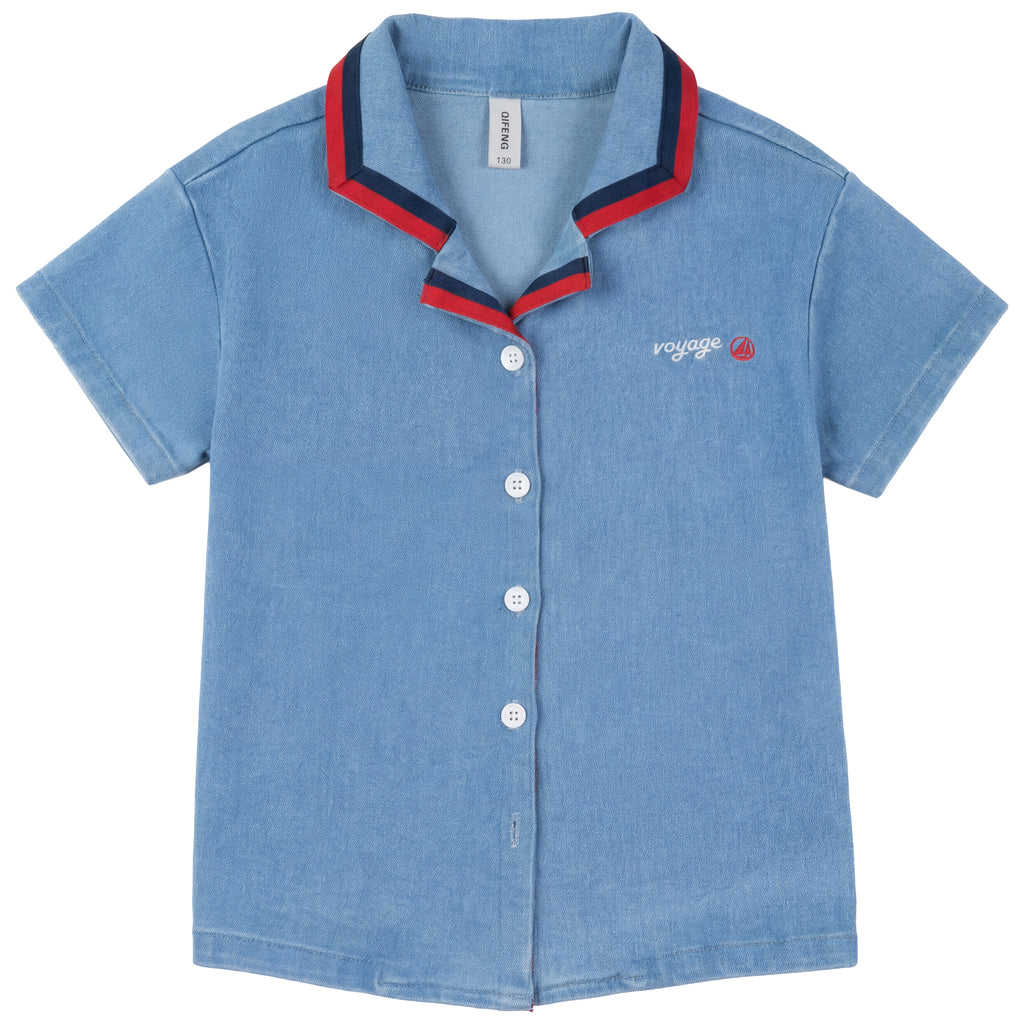 Calla Lili Boys Nautical Shirt - Denim Blue