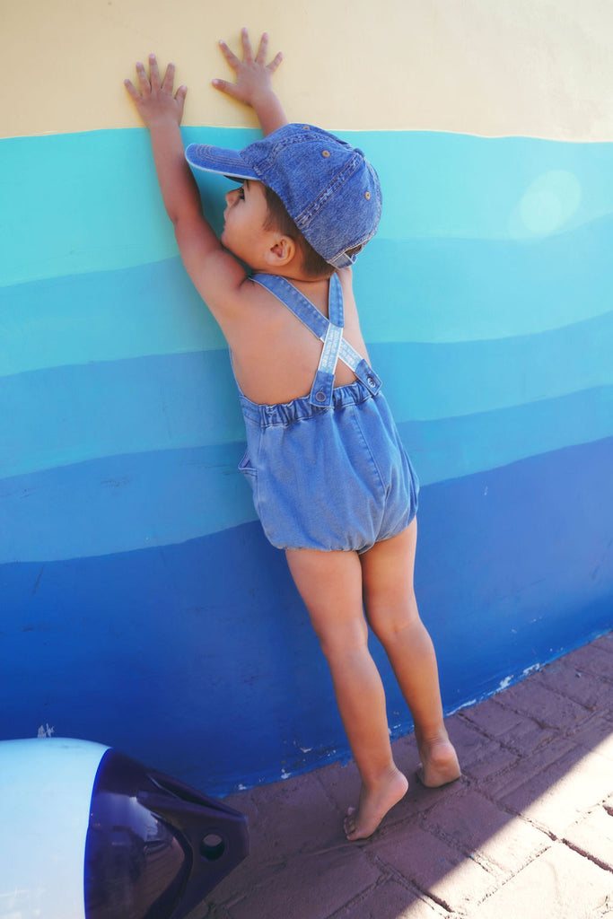 Calla Lili Boys Nautical Romper - Denim Blue