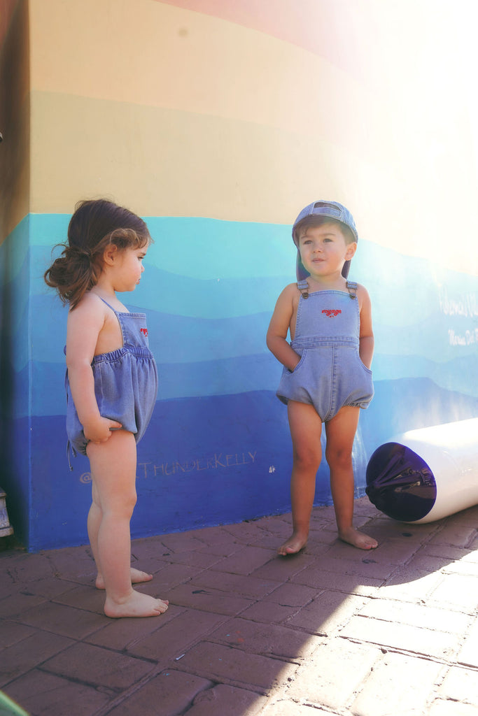 Calla Lili Boys Nautical Romper - Denim Blue