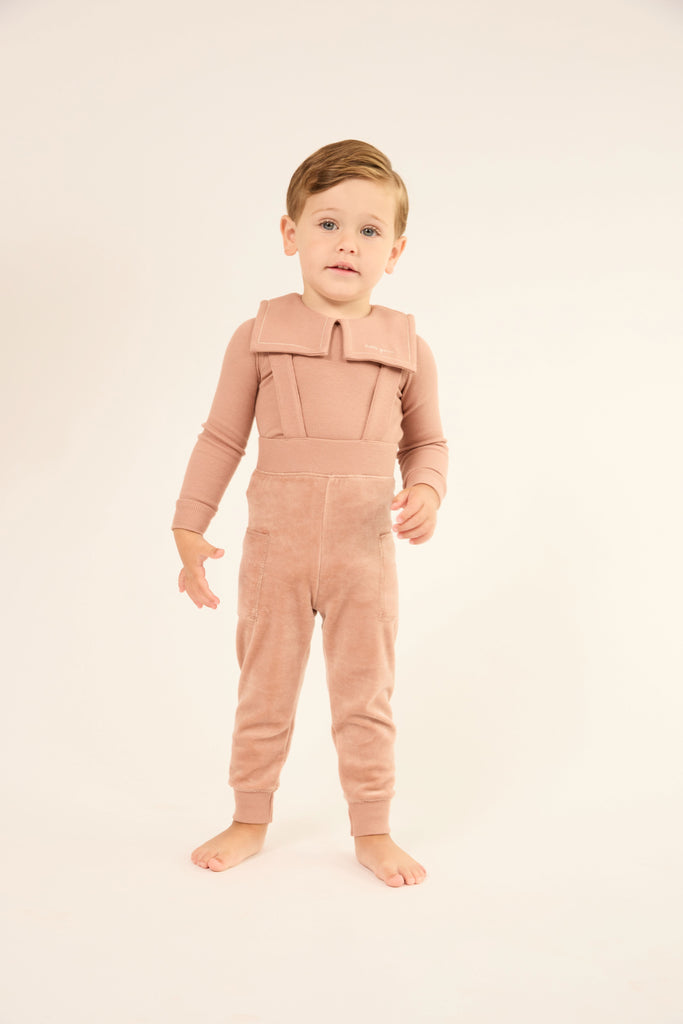 Little Parni Velour Overall Set (K726) - Pink