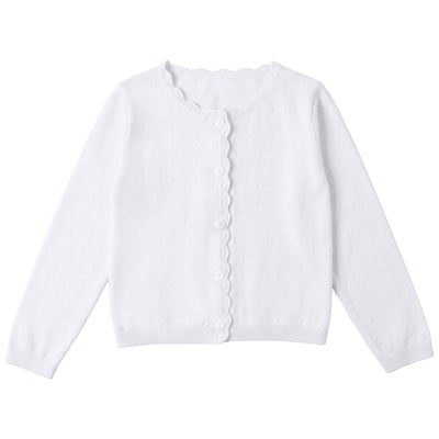 Calla Lili Girls Pointelle Cardigan - White