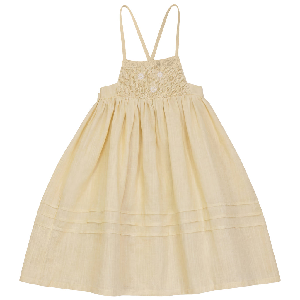 Calla Lili Girls Dress With Daisies - Yellow