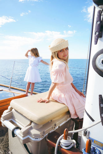 Calla Lili Linen Girls Top And Skirt Set - Pink