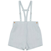Load image into Gallery viewer, Calla Lili Boys Linen Shorts With Suspenders - Blue Sage