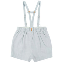 Load image into Gallery viewer, Calla Lili Boys Linen Shorts With Suspenders - Blue Sage