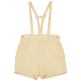 Calla Lili Boys Linen Shorts With Suspenders - Yellow