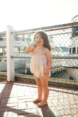 Calla Lili Baby Girl Linen Romper - Pink