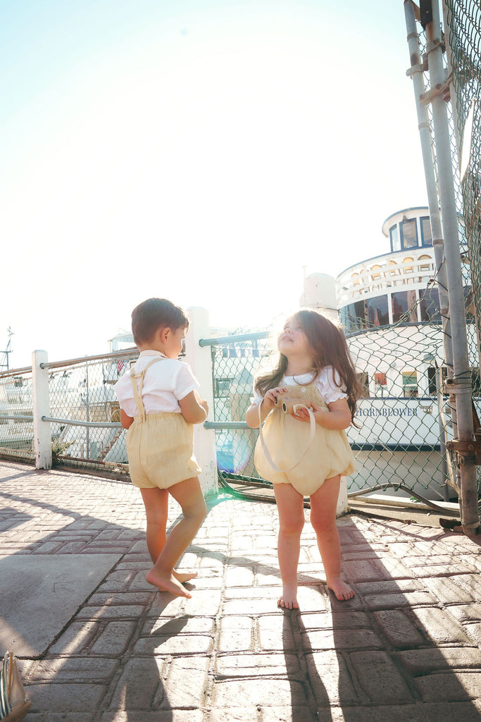 Calla Lili Baby Boy Linen Romper - Yellow