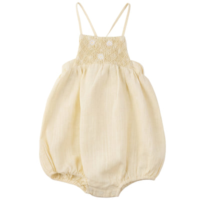 Calla Lili Baby Girl Linen Romper - Yellow