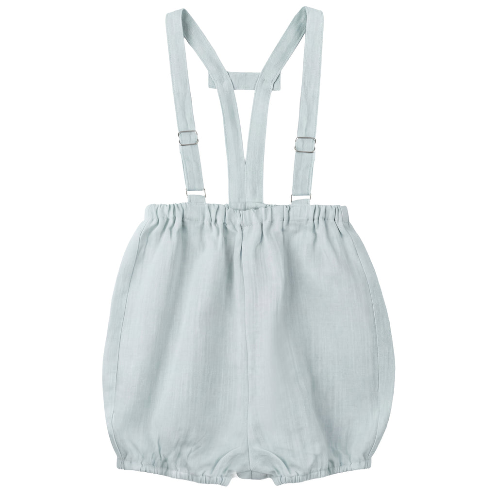 Calla Lili Baby Boy Linen Romper - Blue Sage