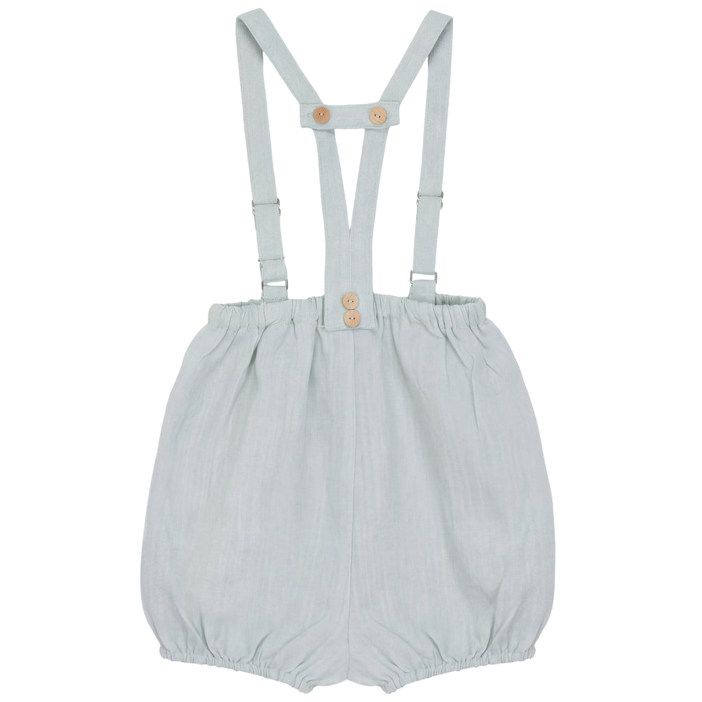 Calla Lili Baby Boy Linen Romper - Blue Sage