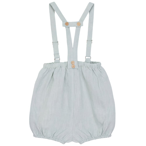 Calla Lili Baby Boy Linen Romper - Blue Sage