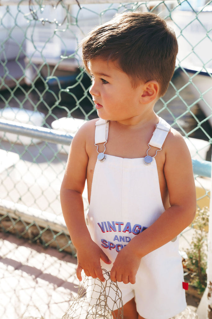 Calla Lili Baby Boy Golf Romper - White