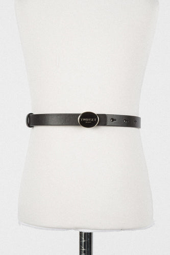 Twinset Oval Enameled Buckle Belt - Black