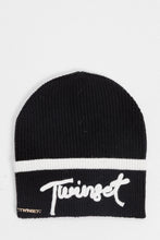 Load image into Gallery viewer, Twinset Knit Cuffed Logo Hat - Black/Snow