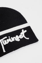 Load image into Gallery viewer, Twinset Knit Cuffed Logo Hat - Black/Snow