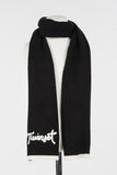 Twinset Knit Logo Scarf - Black/Snow