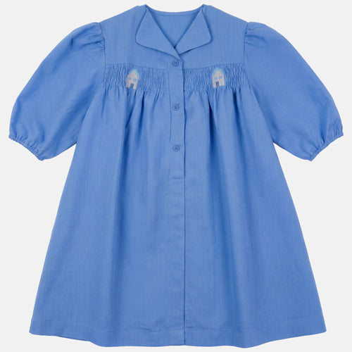 Calla Lili Girls Dress With Smocking - Royal Blue