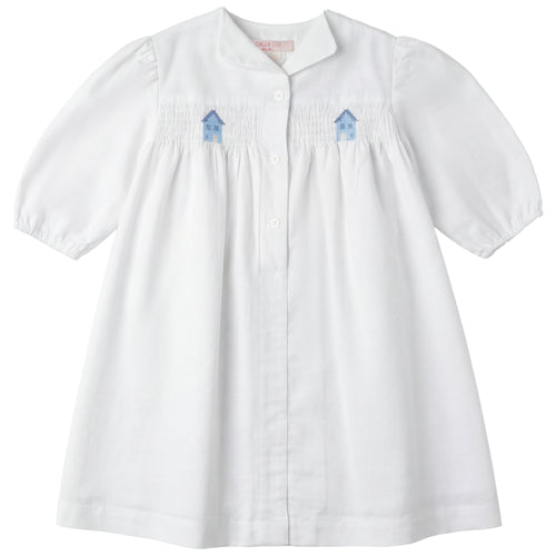 Calla Lili Girls Dress With Smocking - White