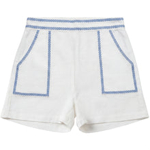 Load image into Gallery viewer, Calla Lili Boys Linen Bermuda Shorts - White/Blue