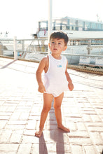 Load image into Gallery viewer, Calla Lili Baby Boy Linen House Romper - White