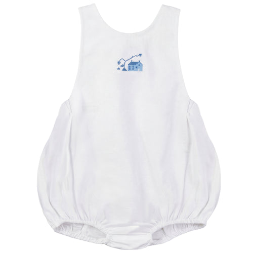 Calla Lili Baby Boy Linen House Romper - White