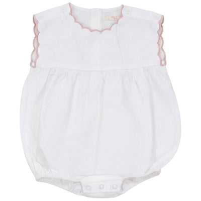 Calla Lili Baby Girl Linen Romper With Scallops