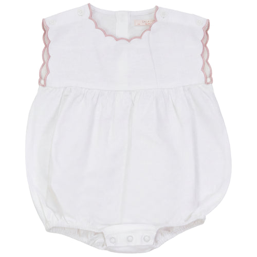 Calla Lili Baby Girl Linen Romper With Scallops