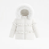 Pramie Little Girls Ruffle Coat - Ivory