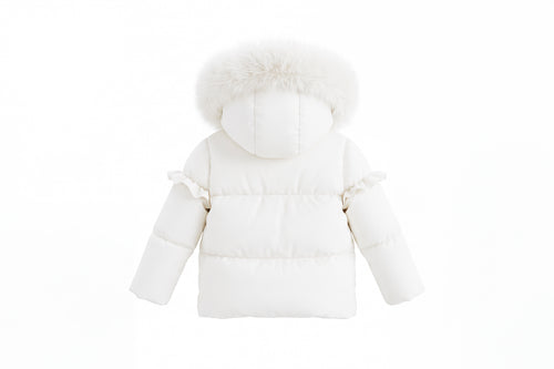 Pramie Little Girls Ruffle Coat - Ivory
