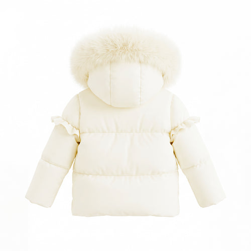 Pramie Little Girls Ruffle Coat - Ivory