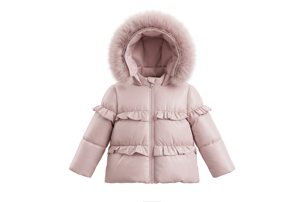 Pramie Little Girls Ruffle Coat - Mauve