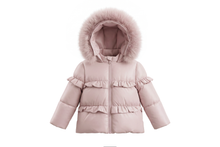 Load image into Gallery viewer, Pramie Little Girls Ruffle Coat - Mauve