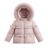 Pramie Little Girls Ruffle Coat - Mauve