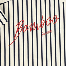 Load image into Gallery viewer, Bamboo Script Striped T-shirt Dress - Navy
