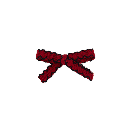 Le Enfant Edged Knit Baby Bows 2PK - Red