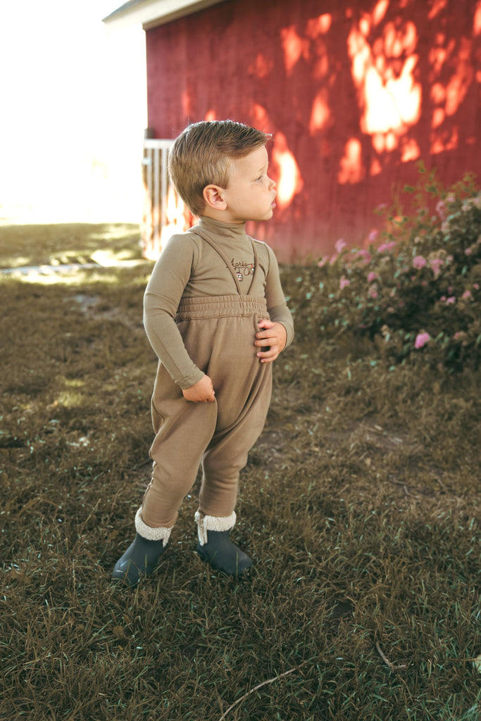 Calla Lili Baby Sweat Romper - Taupe