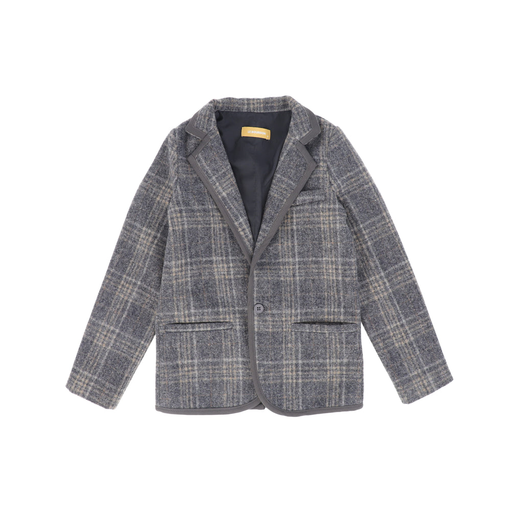 Le Bourdon Plaid Print Blazer - Grey