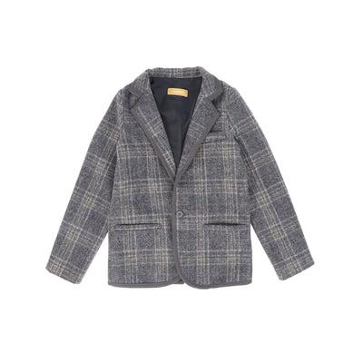 Le Bourdon Plaid Print Blazer - Grey