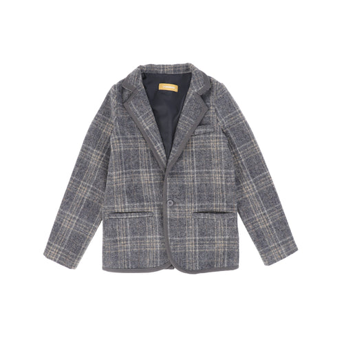 Le Bourdon Plaid Print Blazer - Grey
