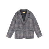 Le Bourdon Plaid Print Blazer - Grey